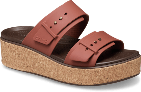 Brooklyn Buckle Low Wedge Cork Sandal